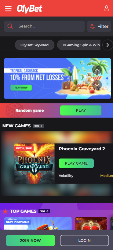 Olybet home page