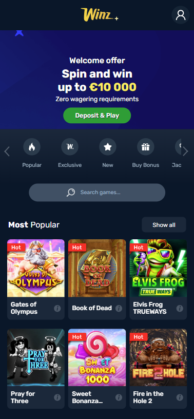 Winz crypto casino welcome bonus.